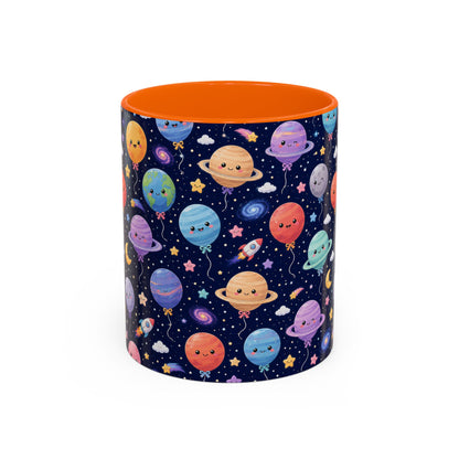 Accent Coffee Mug (11/15 oz) - Kawaii Space Balloon Planet