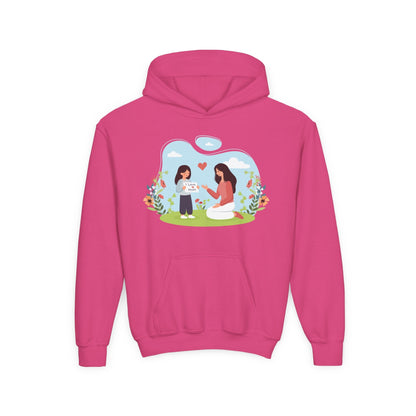 Youth Heavy Blend Hooded Sweatshirt -  Mother and daughter love Printify