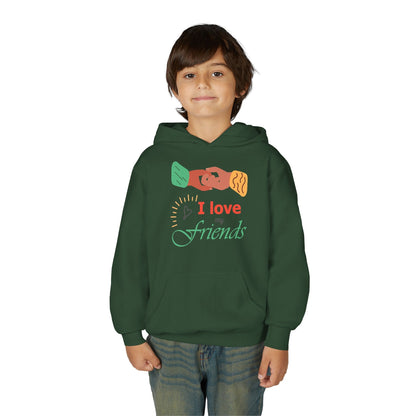 Youth Heavy Blend Hooded Sweatshirt - I love my friends Printify