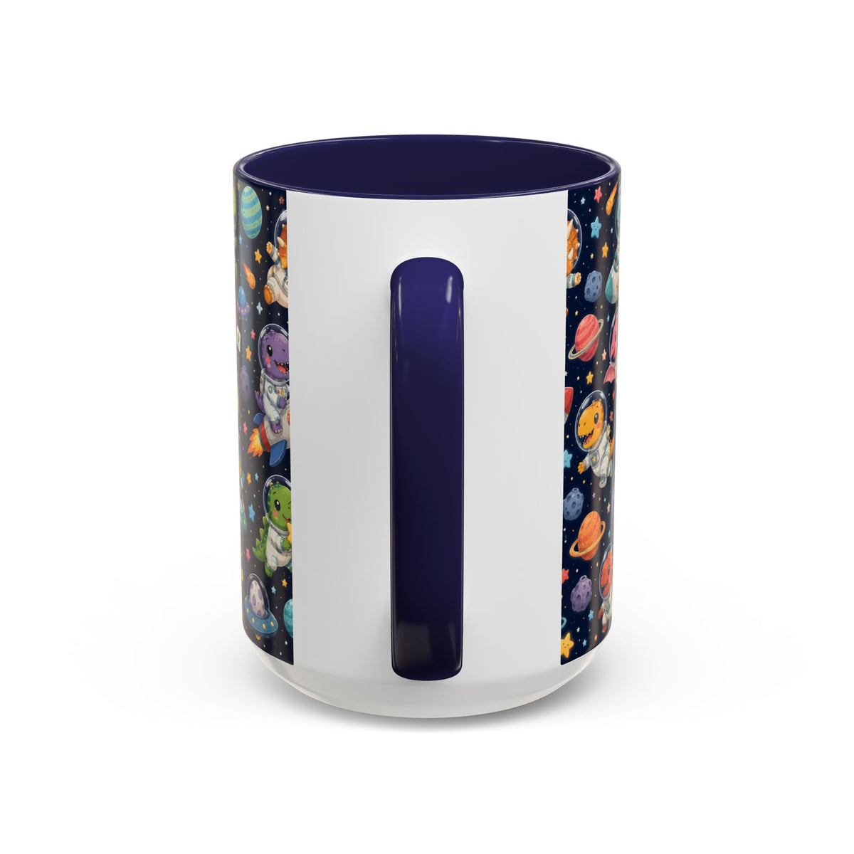 Accent Coffee Mug (11/15 oz) - Cute Dinosaur Astronaut Space