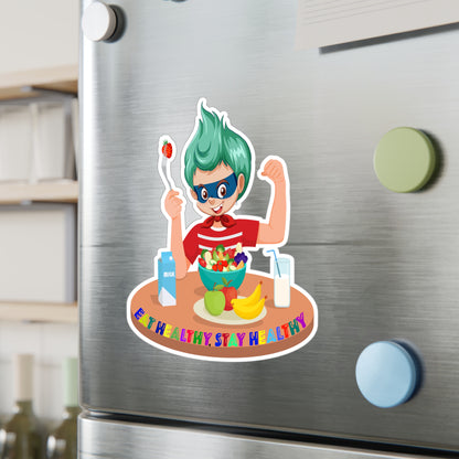 Halloween Kiss-Cut Vinyl Decals – super kiddo eating healthy food - [[{"value":"Wonderwear Kid"}]]