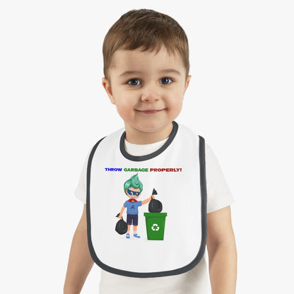 Baby Bib - Super kiddo taking trash out - [[{"value":"Wonderwear Kid"}]]