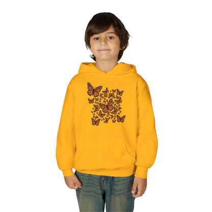 Youth Heavy Blend Hooded Sweatshirt -  Monarch butterflies Printify