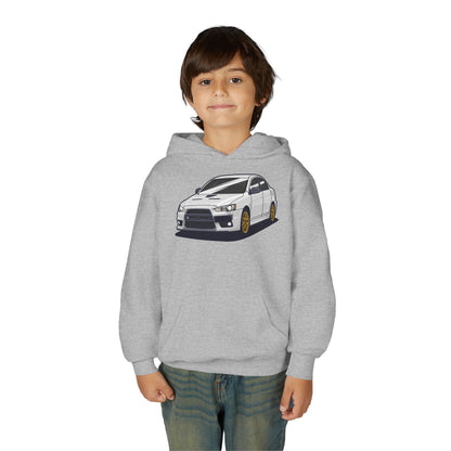 Youth Heavy Blend Hooded Sweatshirt - White car Printify