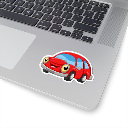Kiss-Cut Stickers - Happy Little Red Car Printify