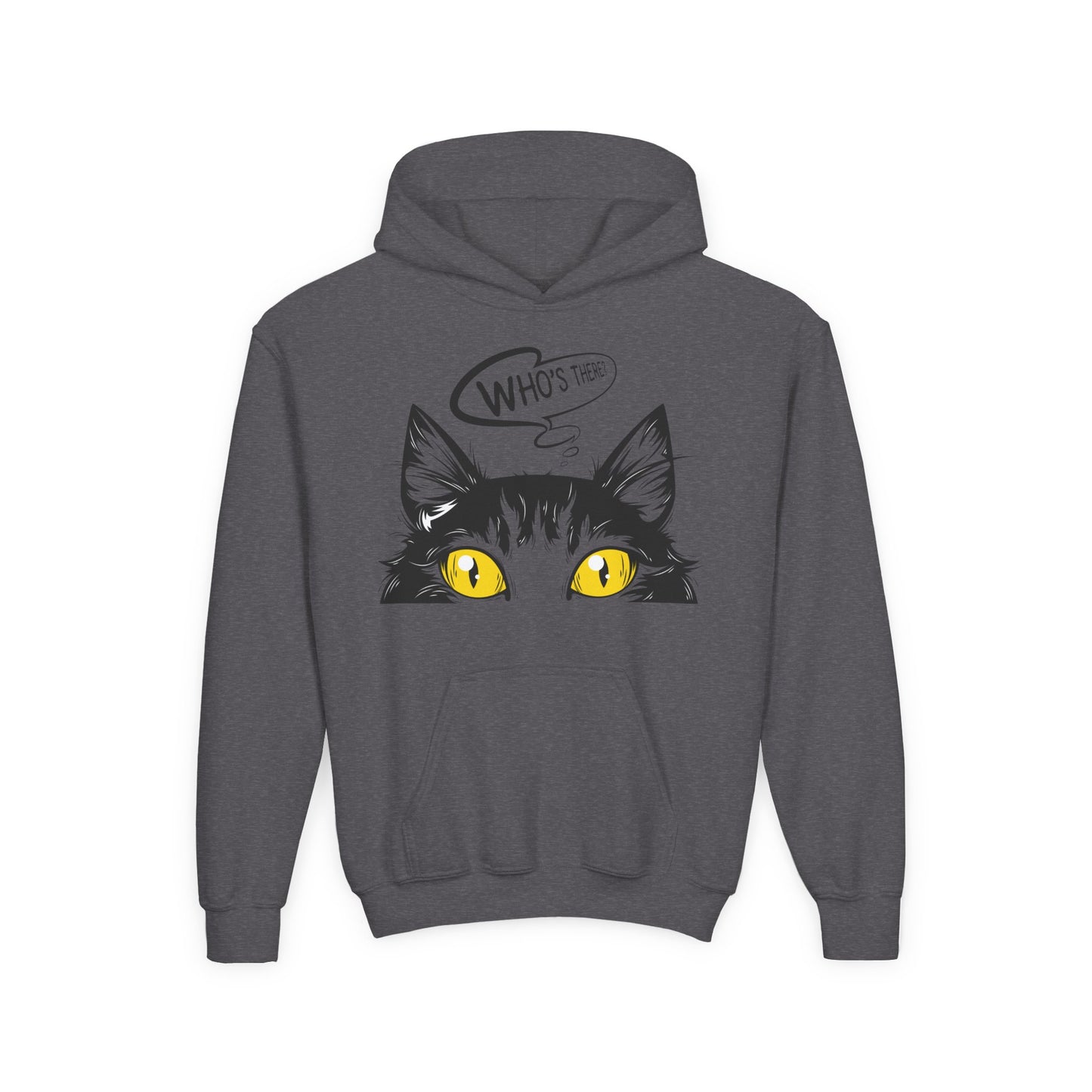 Youth Heavy Blend Hooded Sweatshirt -  Whos there cat