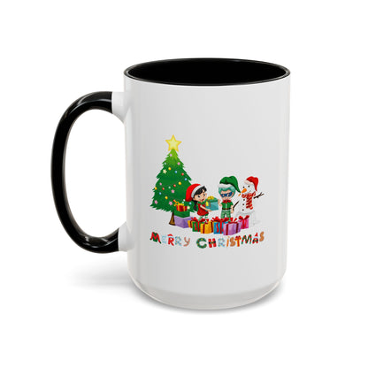Accent Coffee Mug - Super kiddo preparing gifts - [[{"value":"Wonderwear Kid"}]]