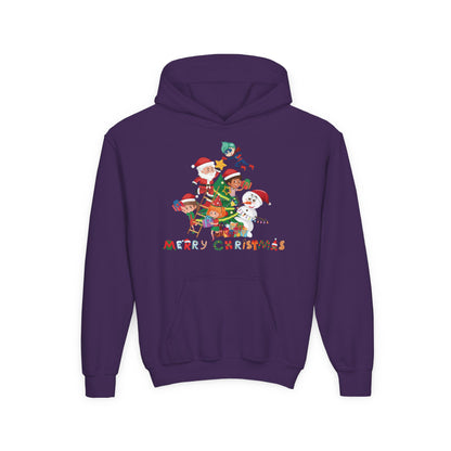 Youth Heavy Blend Hooded Sweatshirt - Super kiddo making christmas tree with text - [[{"value":"Wonderwear Kid"}]]