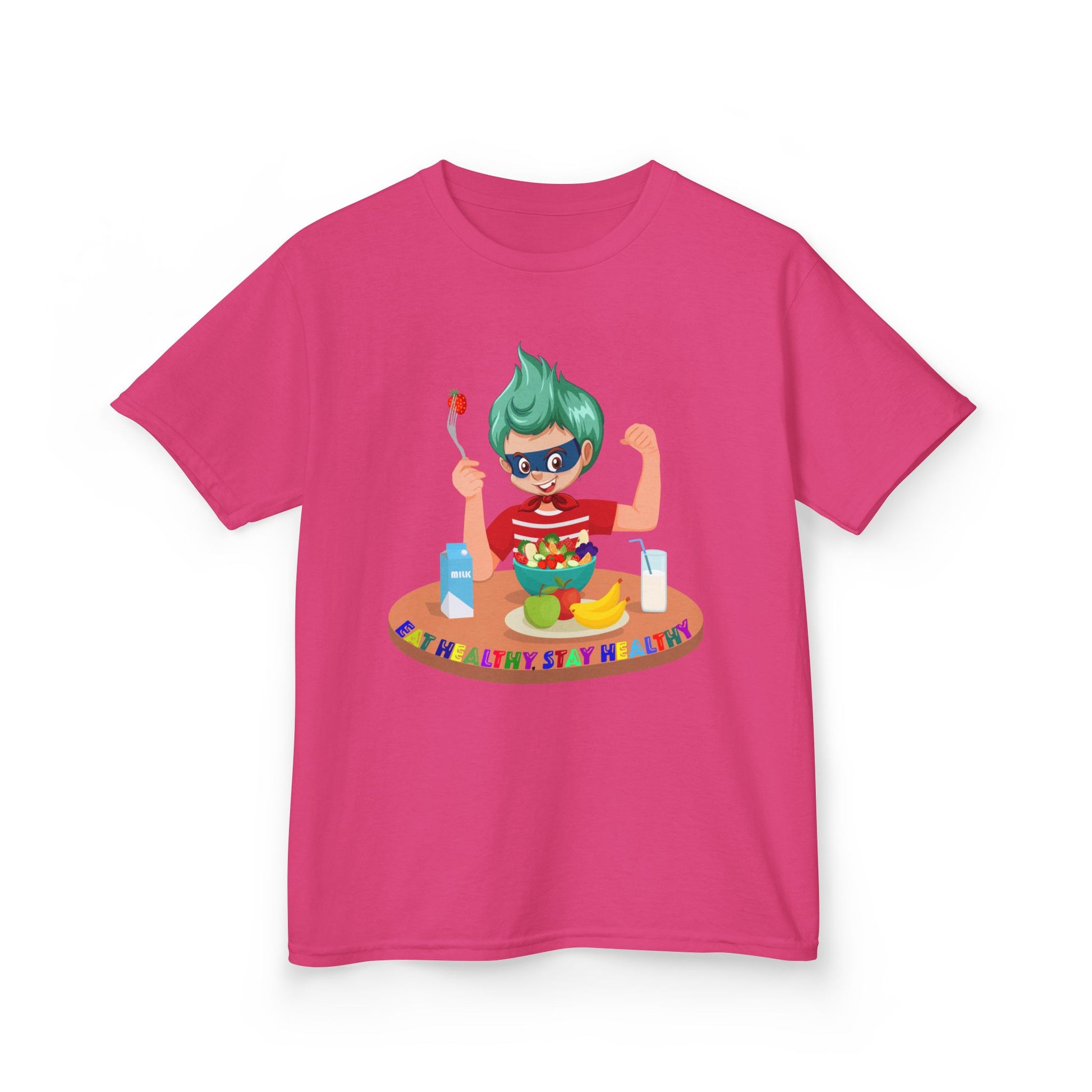 Kids Heavy Cotton™ Tee - super kiddo eating healthy food - [[{"value":"Wonderwear Kid"}]]