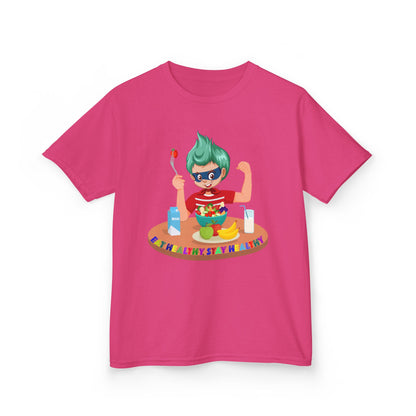 Kids Heavy Cotton™ Tee - super kiddo eating healthy food - [[{"value":"Wonderwear Kid"}]]