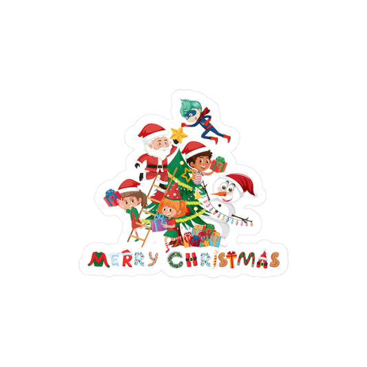 Christmas Kiss-Cut Vinyl Decals – Super kiddo making christmas tree with text - [[{"value":"Wonderwear Kid"}]]