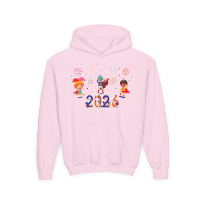 Youth Heavy Blend Hooded Sweatshirt - Super kiddo and other hero - [[{"value":"Wonderwear Kid"}]]