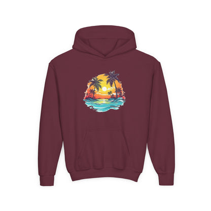 Youth Heavy Blend Hooded Sweatshirt - Summer tropical Printify