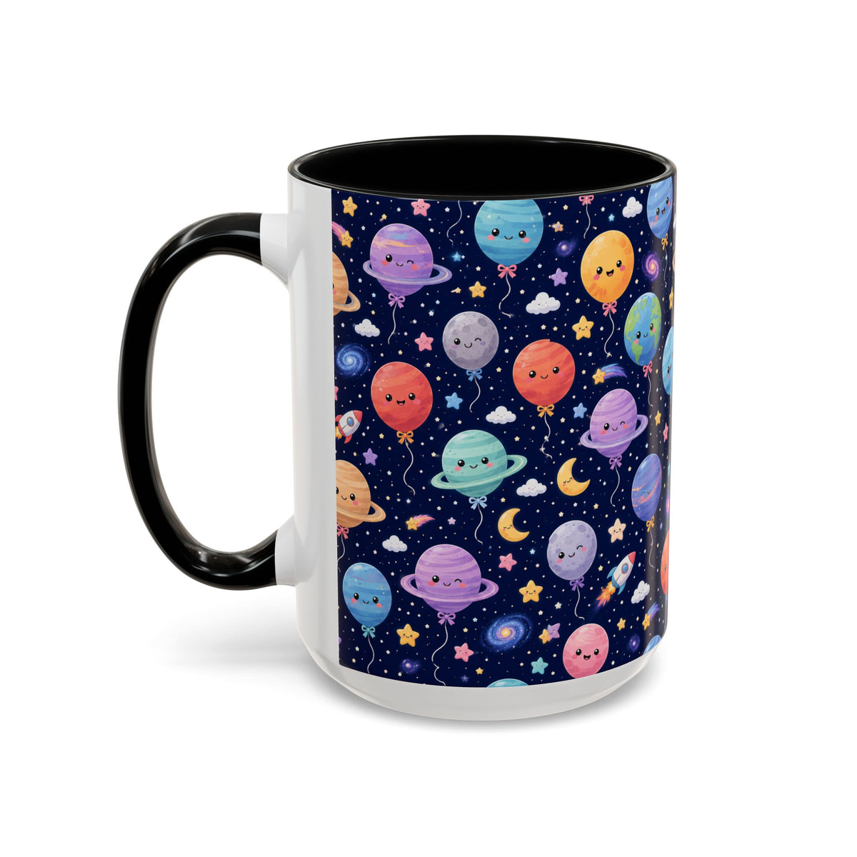 Accent Coffee Mug (11/15 oz) - Kawaii Space Balloon Planet