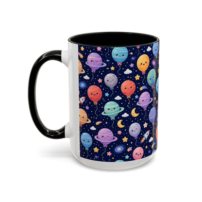 Accent Coffee Mug (11/15 oz) - Kawaii Space Balloon Planet