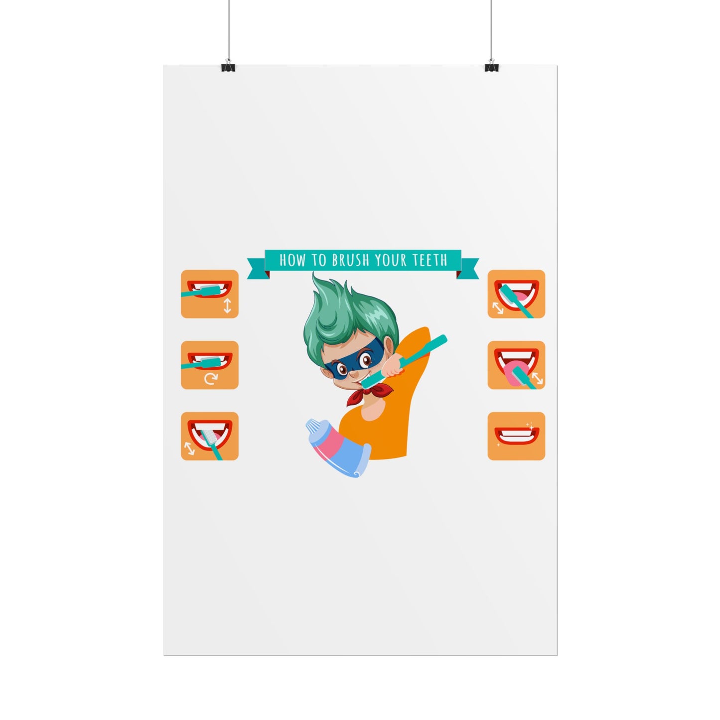 Rolled Posters - Super kiddo how to brush teeth - [[{"value":"Wonderwear Kid"}]]