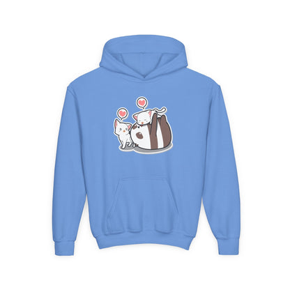 Youth Heavy Blend Hooded Sweatshirt - The Panda and Cat Printify