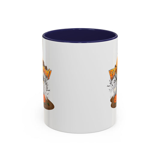 Accent Coffee Mug - Super kiddo with ghost - [[{"value":"Wonderwear Kid"}]]