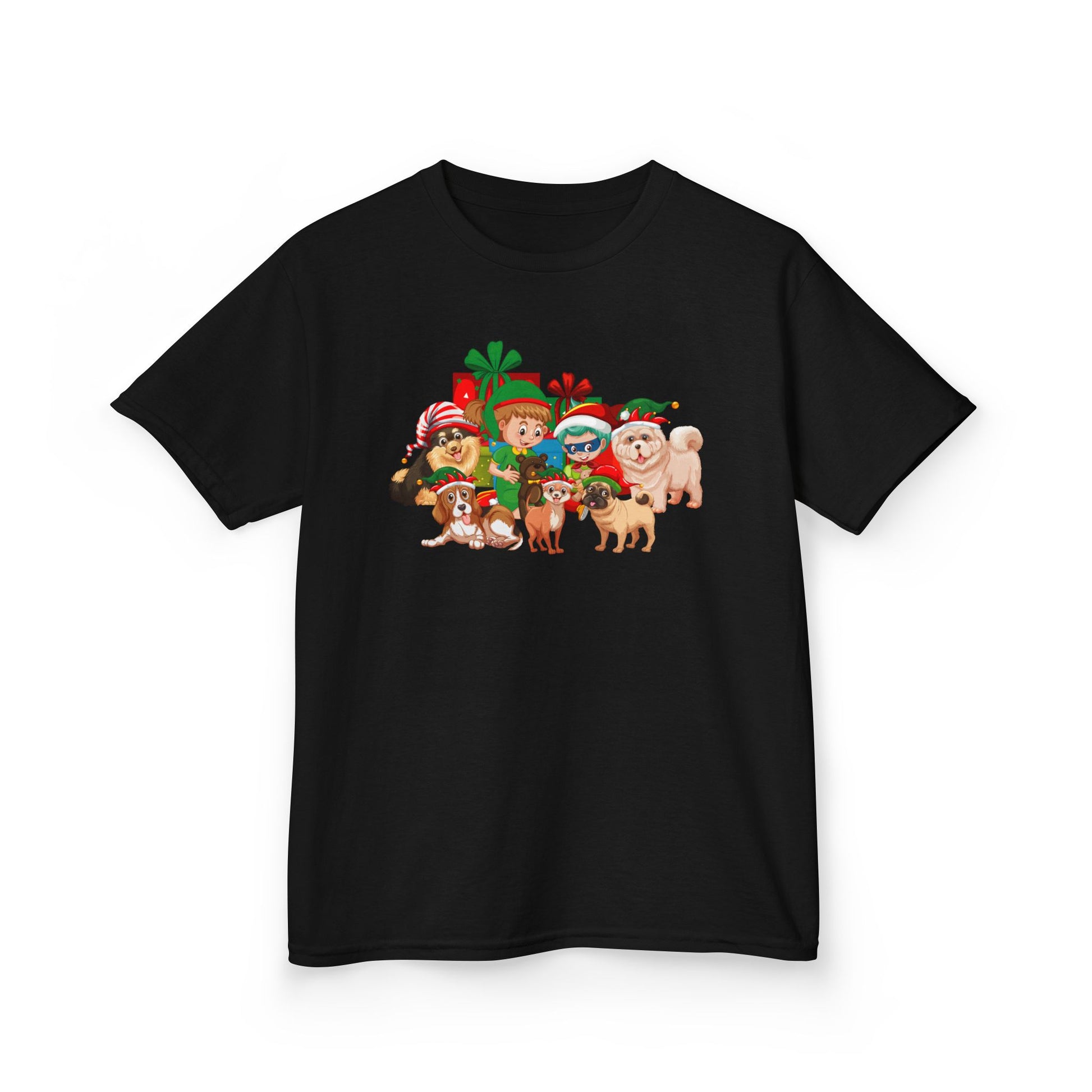 Kids Heavy Cotton™ Tee - Christmas with super kiddo pet friends without text - [[{"value":"Wonderwear Kid"}]]