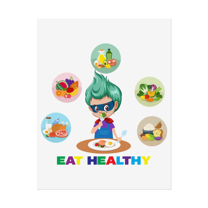 Rolled Posters - Supper kiddo showing healthy food to eat - [[{"value":"Wonderwear Kid"}]]