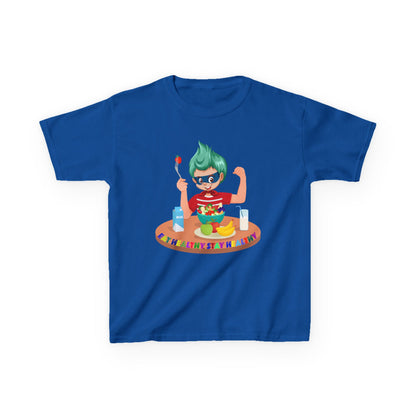 Kids Heavy Cotton™ Tee - super kiddo eating healthy food - [[{"value":"Wonderwear Kid"}]]