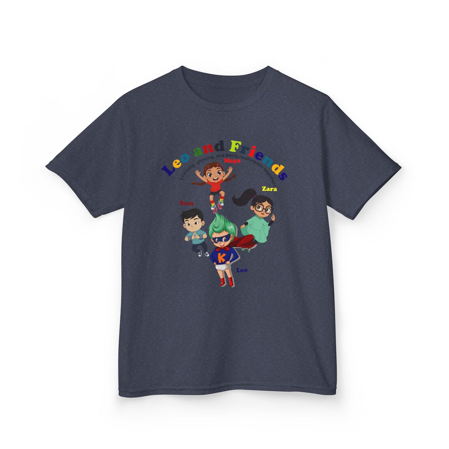 Kids Heavy Cotton™ Tee - Leo & Friends - Learning and growing - [[{"value":"Wonderwear Kid"}]]