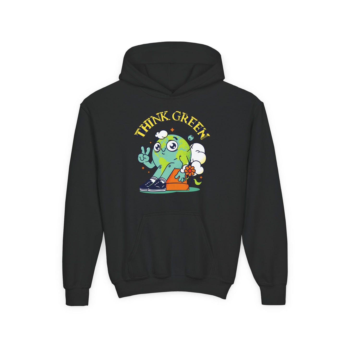 Youth Heavy Blend Hooded Sweatshirt - Think Green' Design