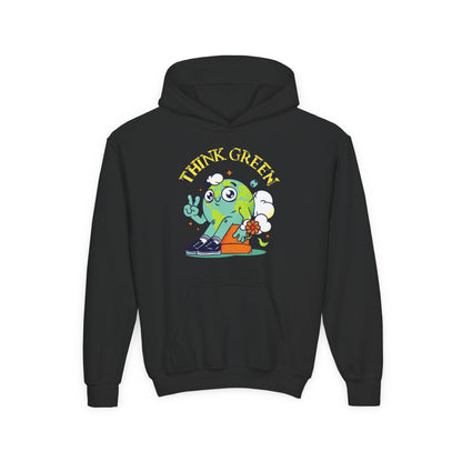 Youth Heavy Blend Hooded Sweatshirt - Think Green Design Printify