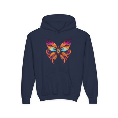 Youth Heavy Blend Hooded Sweatshirt - beautiful butterfly Printify