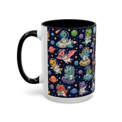 Accent Coffee Mug (11/15 oz) - Cute Dinosaur Astronaut Space