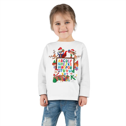 Toddler Long Sleeve Tee - Christmas alphabet with super kiddo - [[{"value":"Wonderwear Kid"}]]