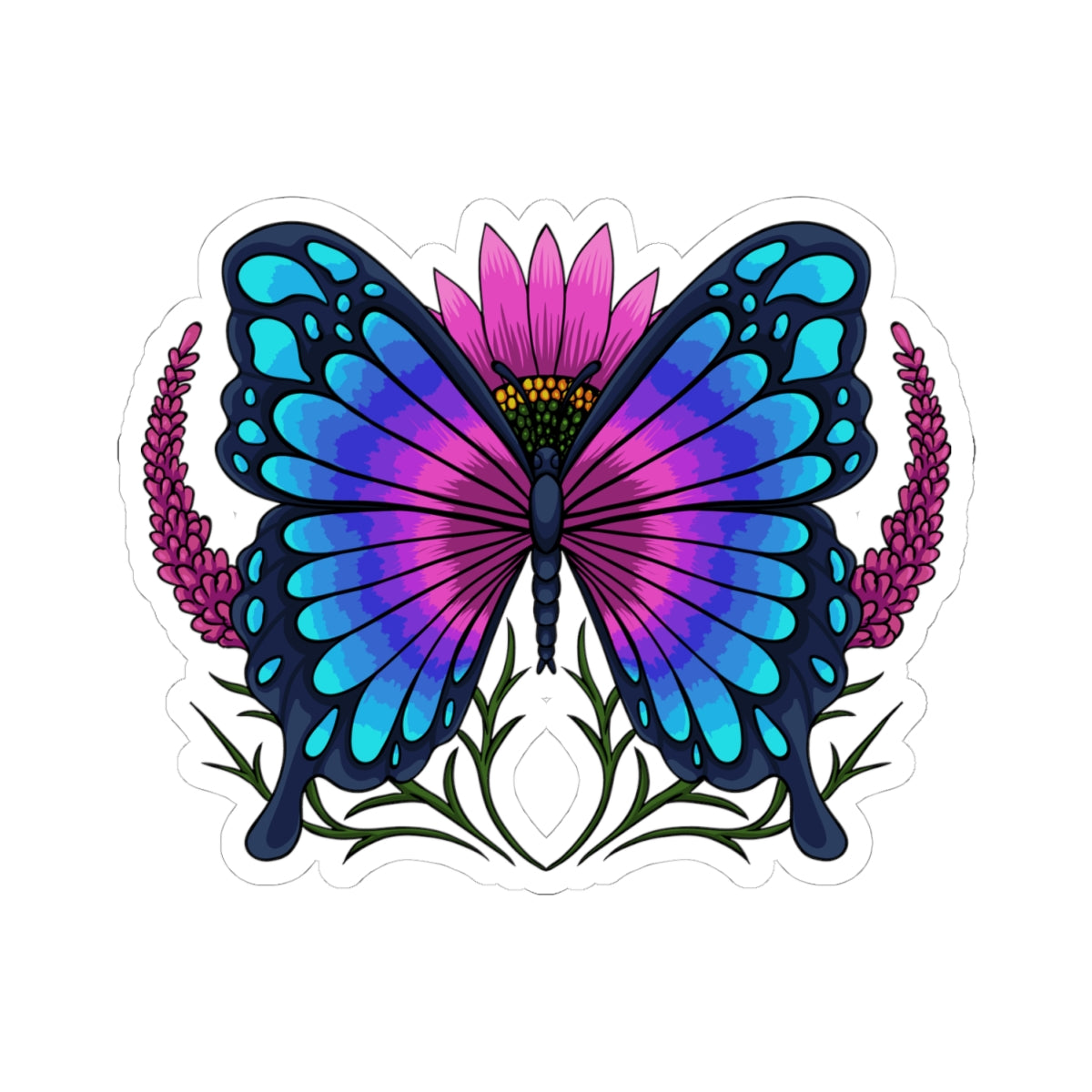 Kiss-Cut Vinyl Decals - Butterfly on the flower