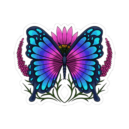 Kiss-Cut Vinyl Decals - Butterfly on the flower Printify