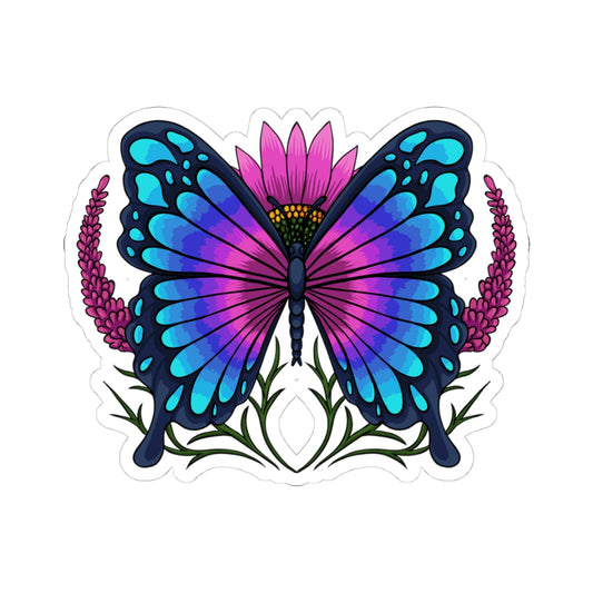 Kiss-Cut Vinyl Decals - Butterfly on the flower Printify