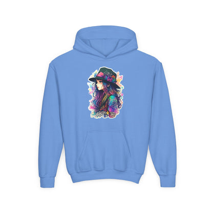 Youth Heavy Blend Hooded Sweatshirt - Beautiful Bohemian Floral Printify