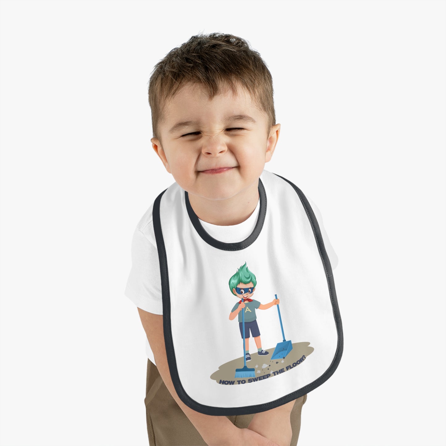 Baby Bib - Super kiddo sweeping floor