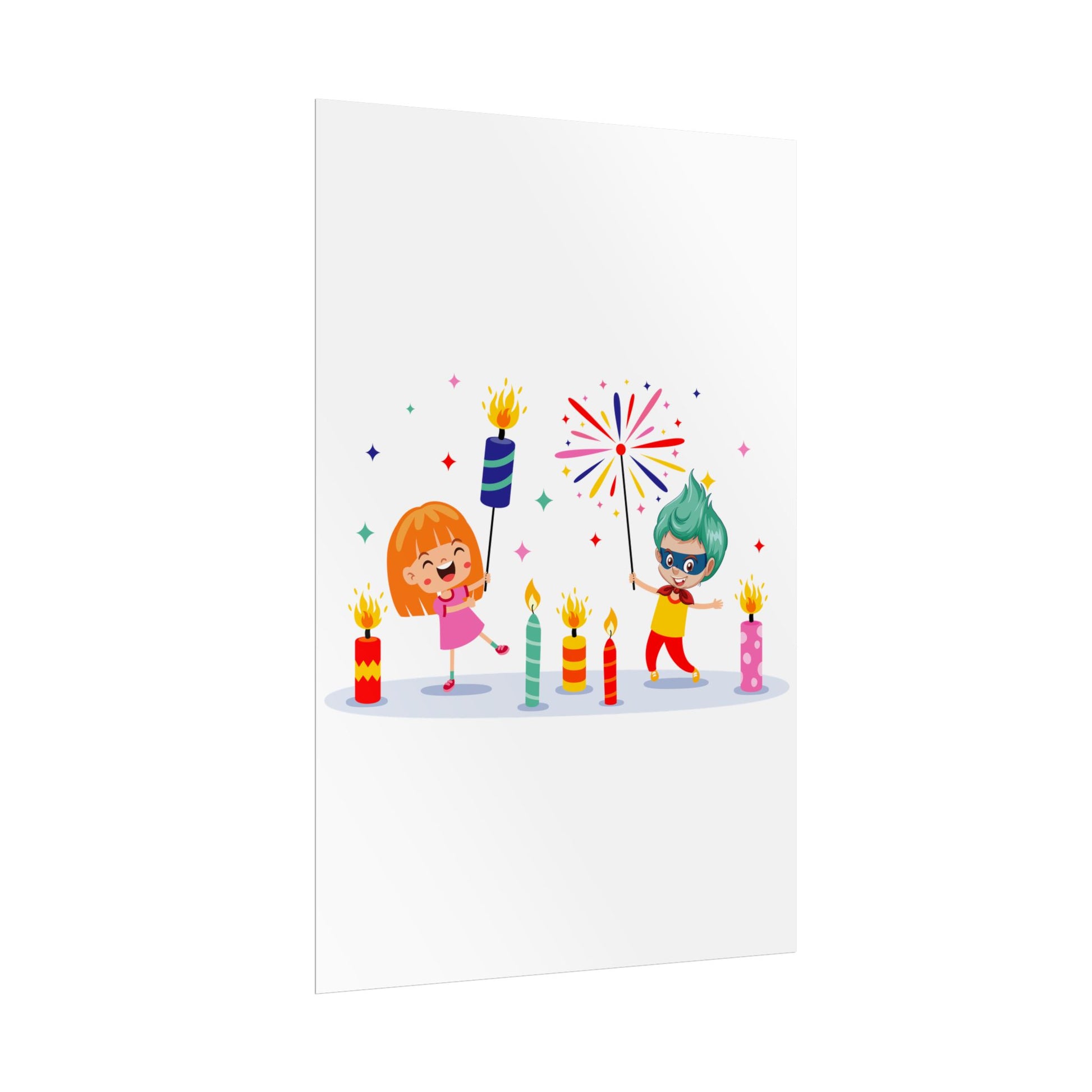 Rolled Posters - Super kiddo lighting fireworks - [[{"value":"Wonderwear Kid"}]]