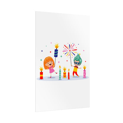 Rolled Posters - Super kiddo lighting fireworks - [[{"value":"Wonderwear Kid"}]]