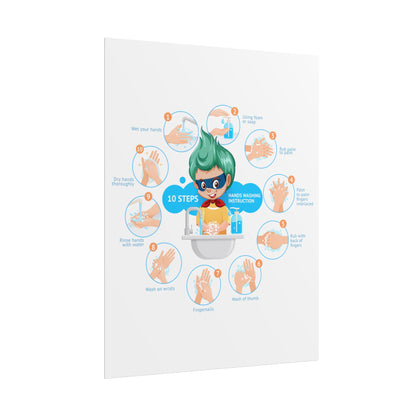 Rolled Posters - Super kiddo hand washing steps - [[{"value":"Wonderwear Kid"}]]