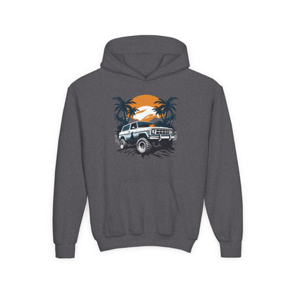 Youth Heavy Blend Hooded Sweatshirt - Off road car Printify