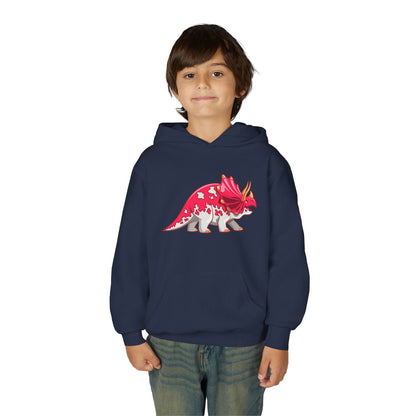 Youth hoodie with fun triceratops dinosaur design Printify