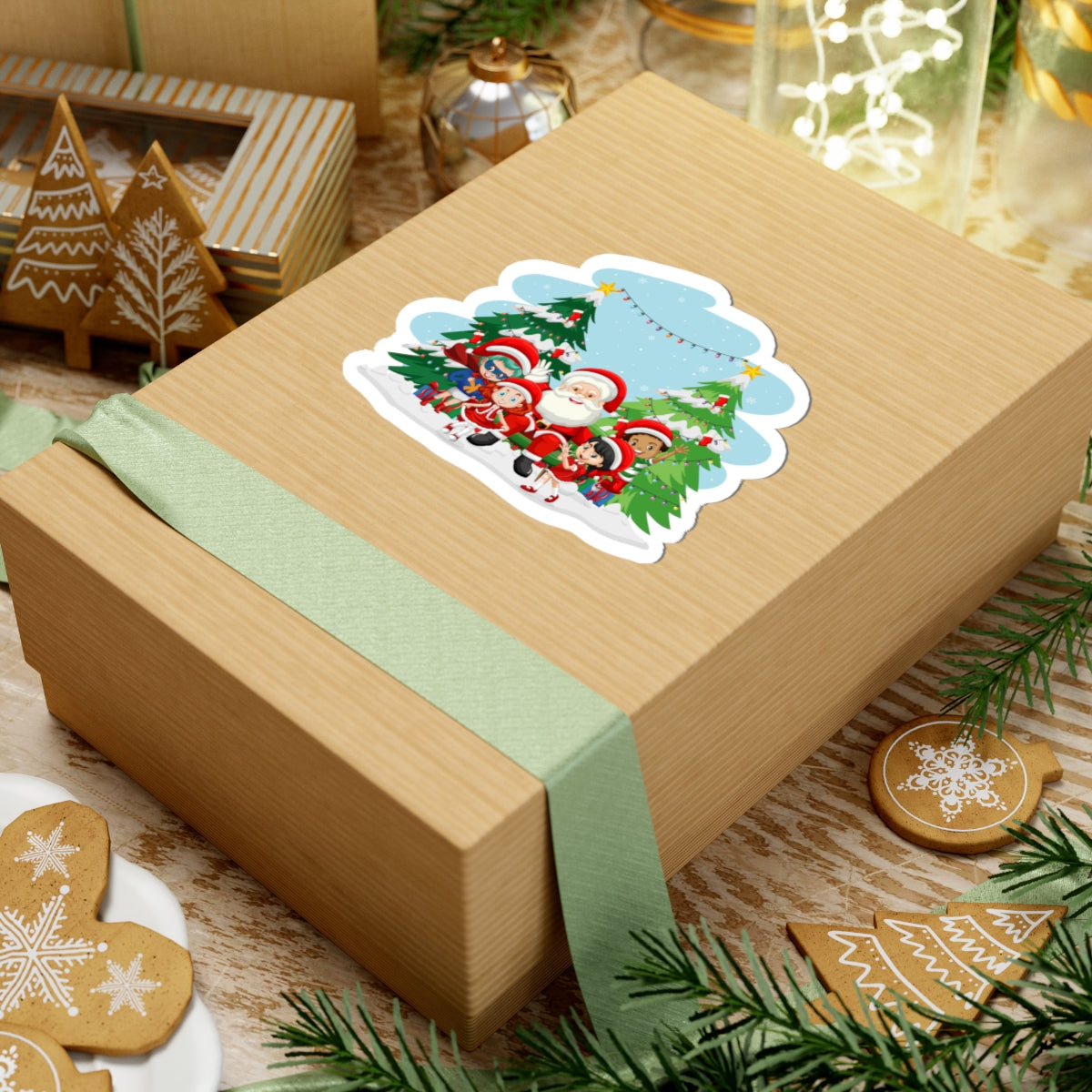 Kiss-Cut Stickers - Super kiddo with santa claus - [[{"value":"Wonderwear Kid"}]]