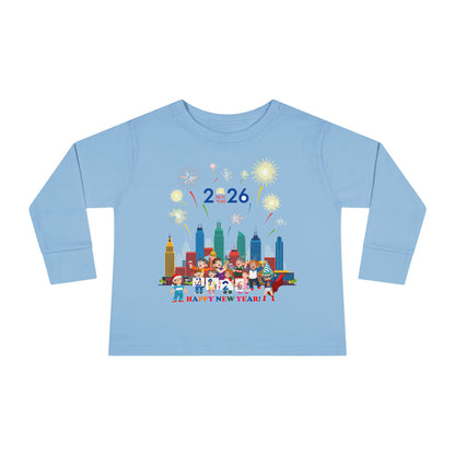 Toddler Long Sleeve Tee - Happy new year with fireworks - [[{"value":"Wonderwear Kid"}]]
