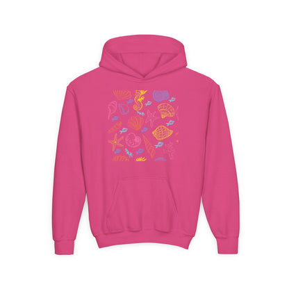 Youth Heavy Blend Hooded Sweatshirt - Sea creatures Printify