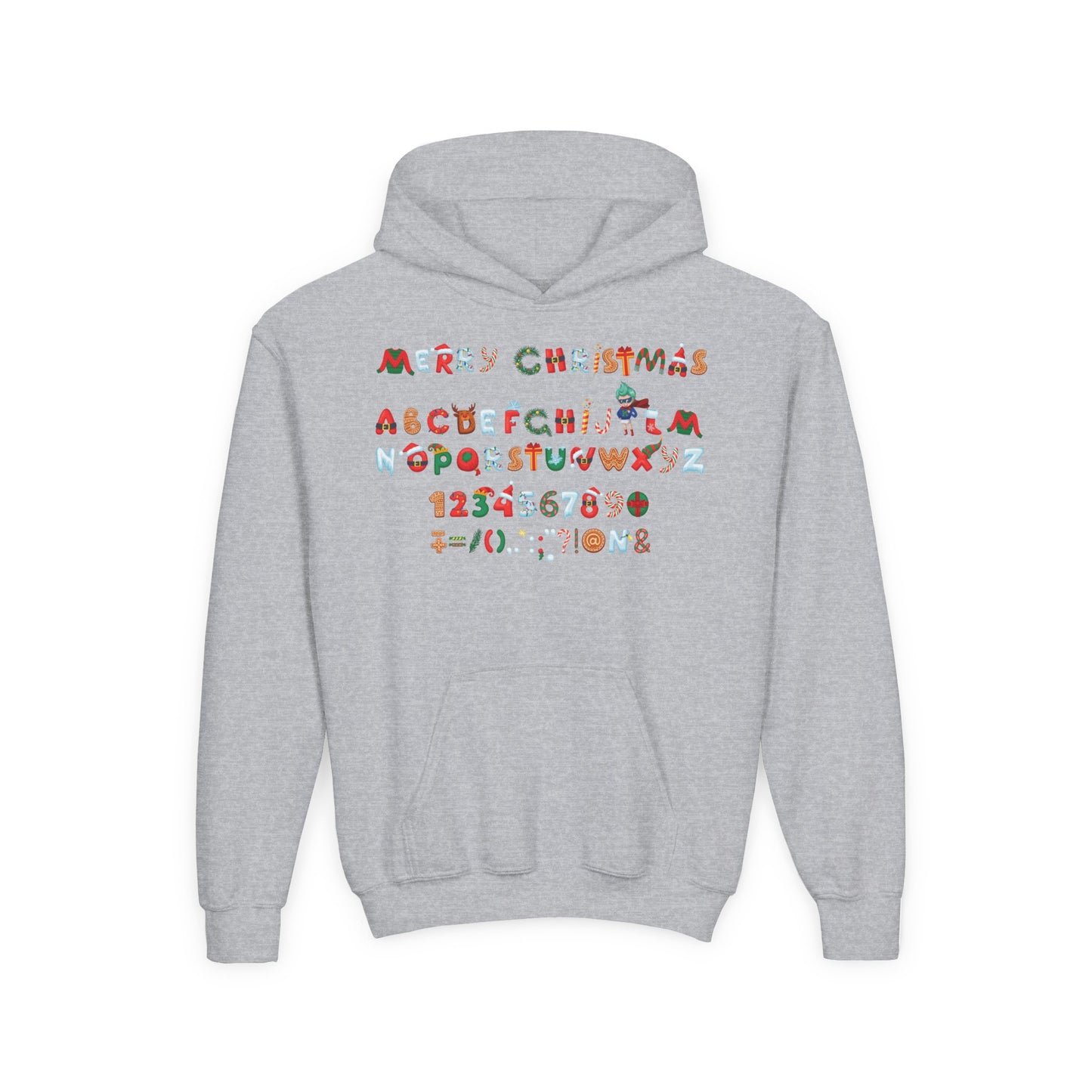 Youth Heavy Blend Hooded Sweatshirt - Christmas alphabet
