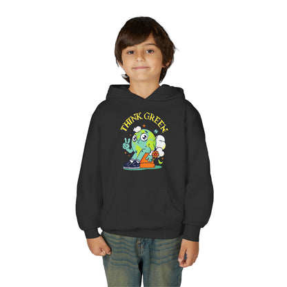 Youth Heavy Blend Hooded Sweatshirt - Think Green Design Printify