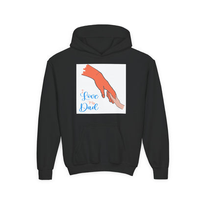 Youth Heavy Blend Hooded Sweatshirt -  Child and dad holding hands Printify