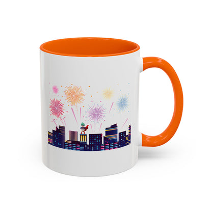 Accent Coffee Mug - Super kiddo with fireworks - [[{"value":"Wonderwear Kid"}]]