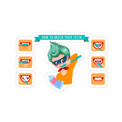 Kiss-Cut Stickers - Super kiddo how to brush teeth - [[{"value":"Wonderwear Kid"}]]