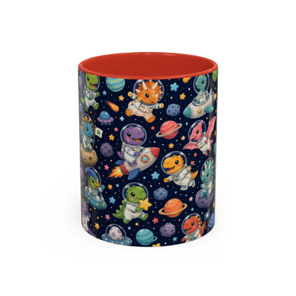 Accent Coffee Mug (11/15 oz) - Cute Dinosaur Astronaut Space